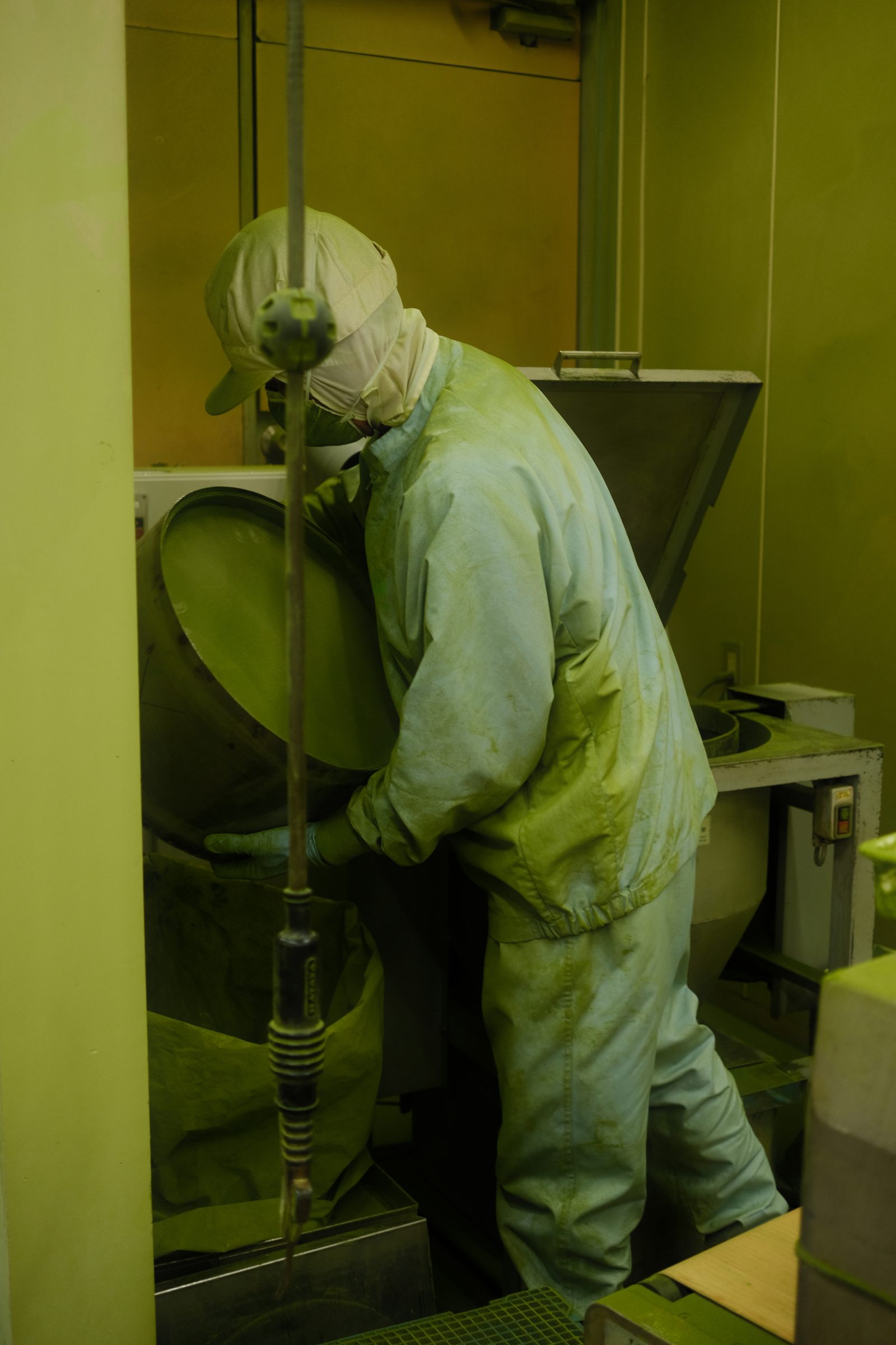 Stone-grinding matcha at the mill